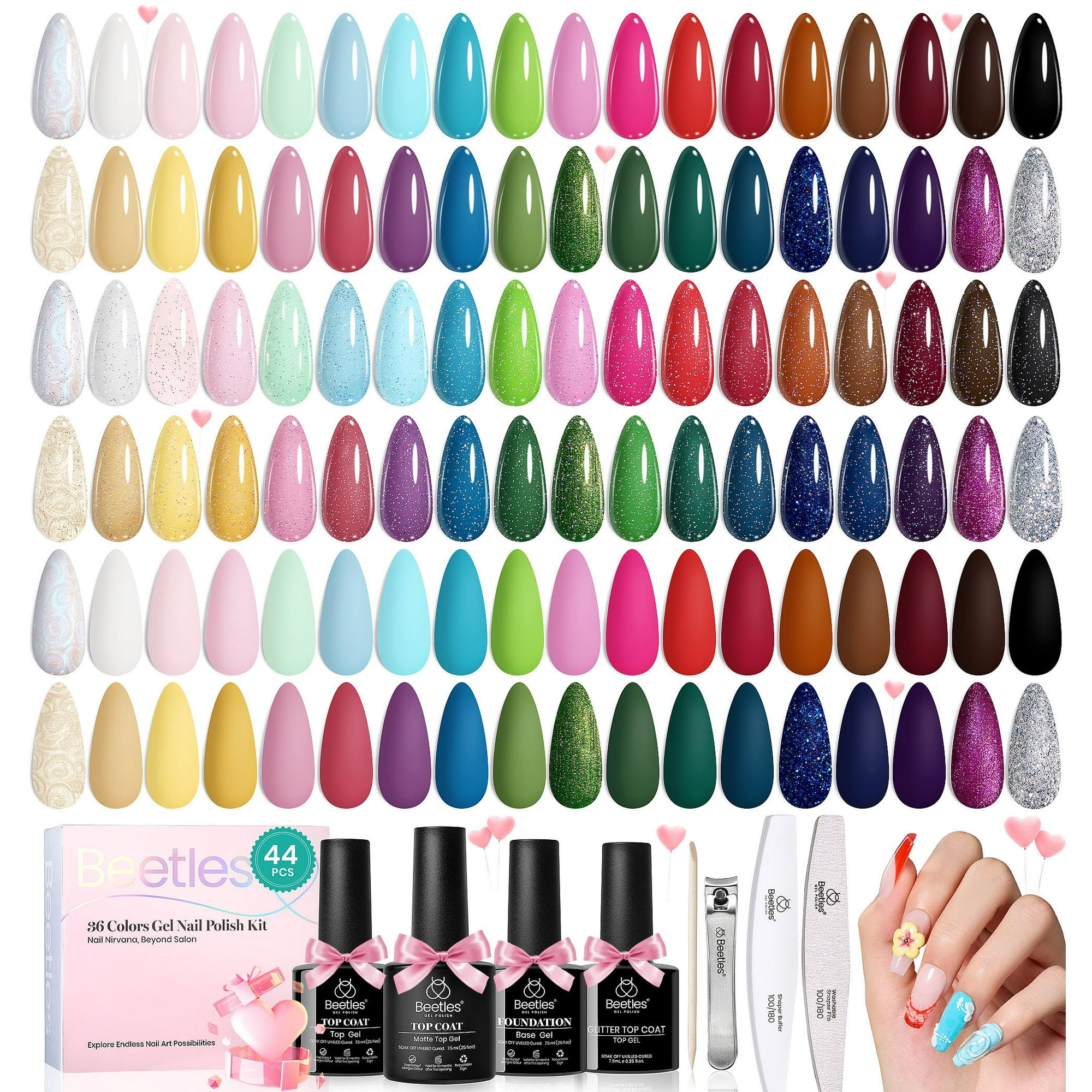 Beetles Gel Polish - Set De Esmaltes De Uñas En Gel Beetles Fairytale Town, 36 Colores, 44 Unidades