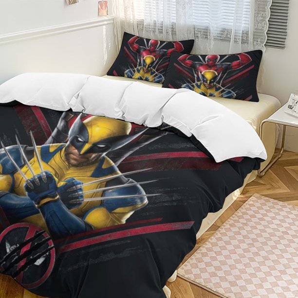 Deadpool & Wolverine Bedding Comforter Sets 3-Piece Bedding Set Soft Warm Bed Set for Bedroom All Season