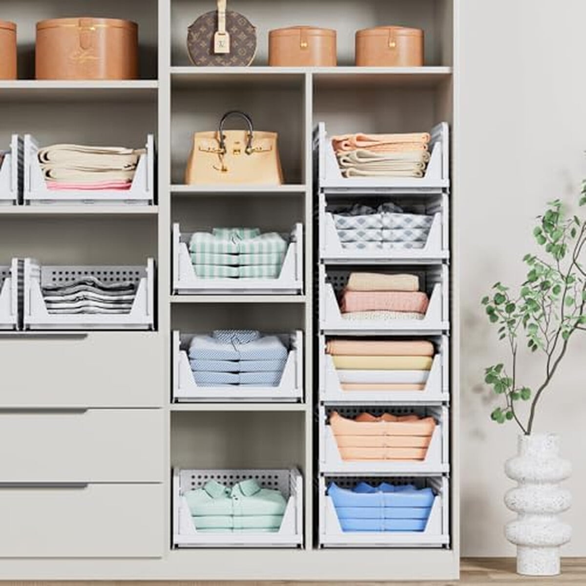 Cajan Apilable Closet 5 Unidades Caktraie 42x33x18cm Blanco