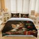 thumbnail image 1 of 3pcs Christmas Kitten Illustration Themed Bedding Three-Piece Set Duvet Cover Pillowcase Set Soft, 1 of 5