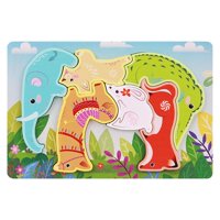 Magideal - Rompecabezas De Animales De Madera, Creatividad, Imaginación, Formas De Colores, Juguetes Montessori, Habilidad Fina Para Bebés, Regalo De Cump Elefante