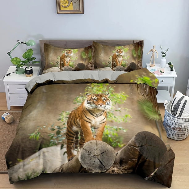 Tiger Ferocious Animal Bedding Set Boys Girls Duvet Cover Pillowcase Bed Kids Adult Fashion Home Textileextile