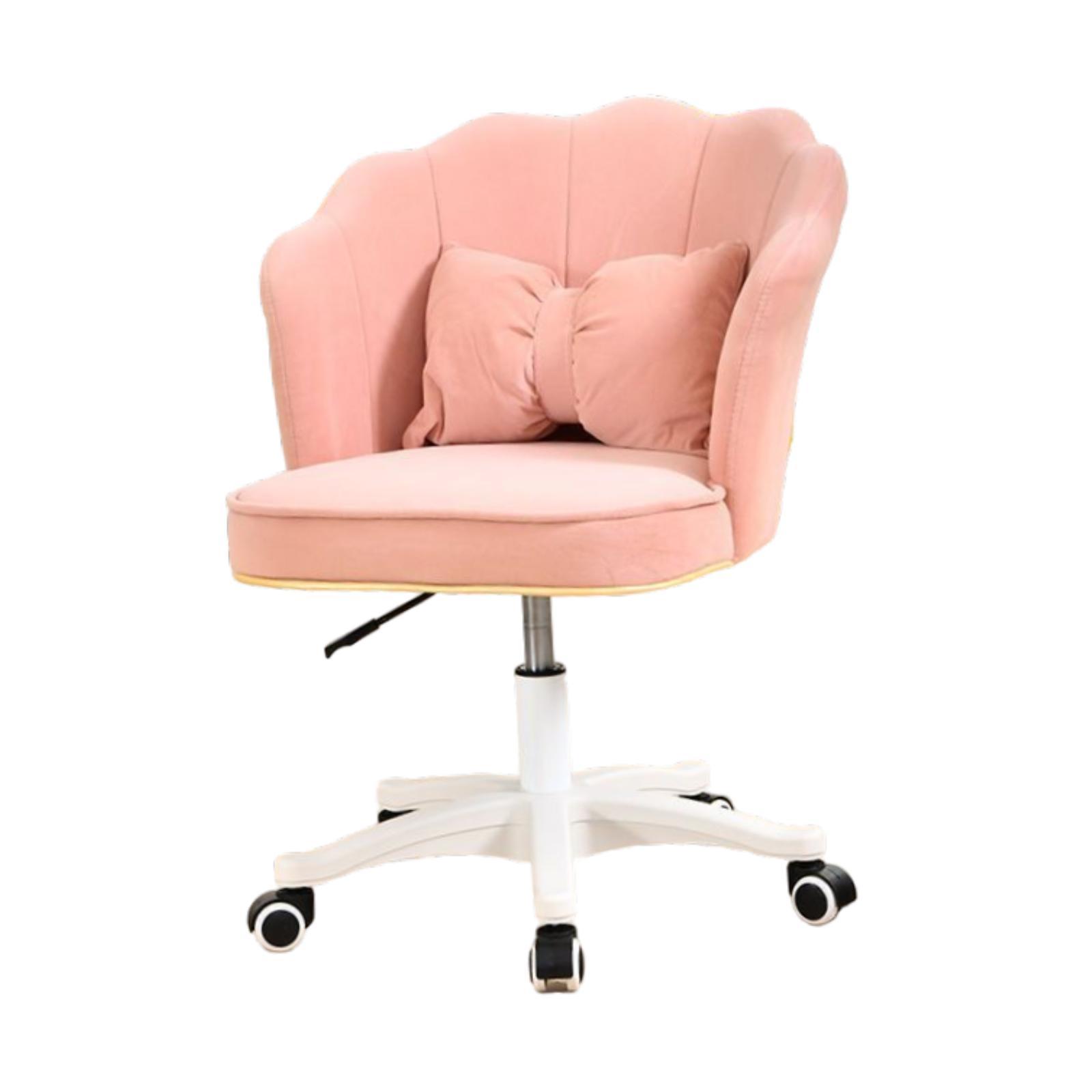 Bothyi - Silla De Oficina Giratoria De Terciopelo Suave Para Escritorio, Muebles De Oficina, Sala De Lectura, Color Rosa Claro