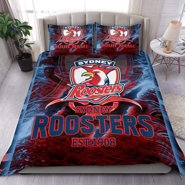 Sydney Roosters NRL Bedding Doona Duvet Cover Kid MEN Gift Double Queen 3-Piece Bedding Set