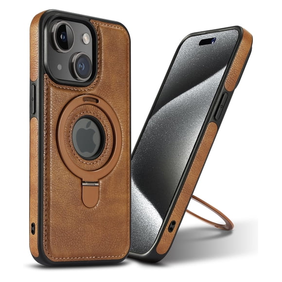 Funda de teléfono móvil VAUSERDY para iPhone 14/13, piel marrón, magnética