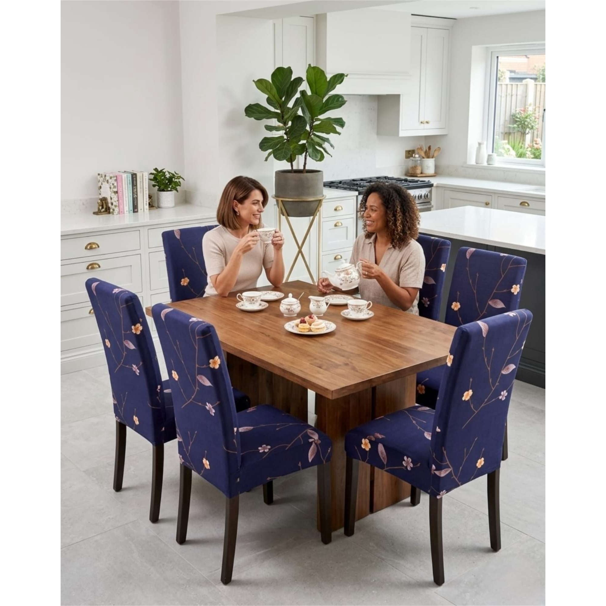 Mylhogar - Pack De 6 Fundas Elasticas Para Sillas Con Diseño Moderno