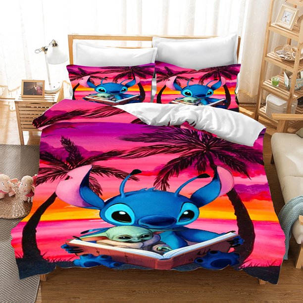 x99 Bed SheetsStitch Cartoon Quilt Cover Polyester Cute Printed Soft Bedding Custom Made Home Alien Baby Bedroom Comforter Children Gift 3-Piece Bedding Set (1 Duvet Cover + 2 Pillow Shams) nj99
