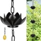 thumbnail image 2 of Cadena de lluvia de hoja de roble con adaptador, cadena de captura de lluvia de loto ajustable de 4 pies para canaletas fuera de la caída, para el agua de desvío y la pantalla del hogar, rec, 2 of 3