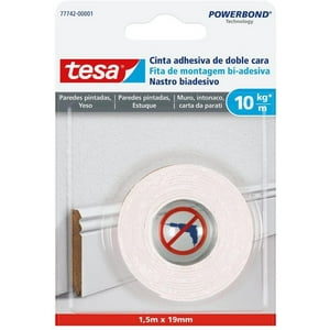 Tesa - Cinta Doble Contacto Paredes Pintadas / Yeso 19Mm X 1.5Mts / 10Kg/Mt