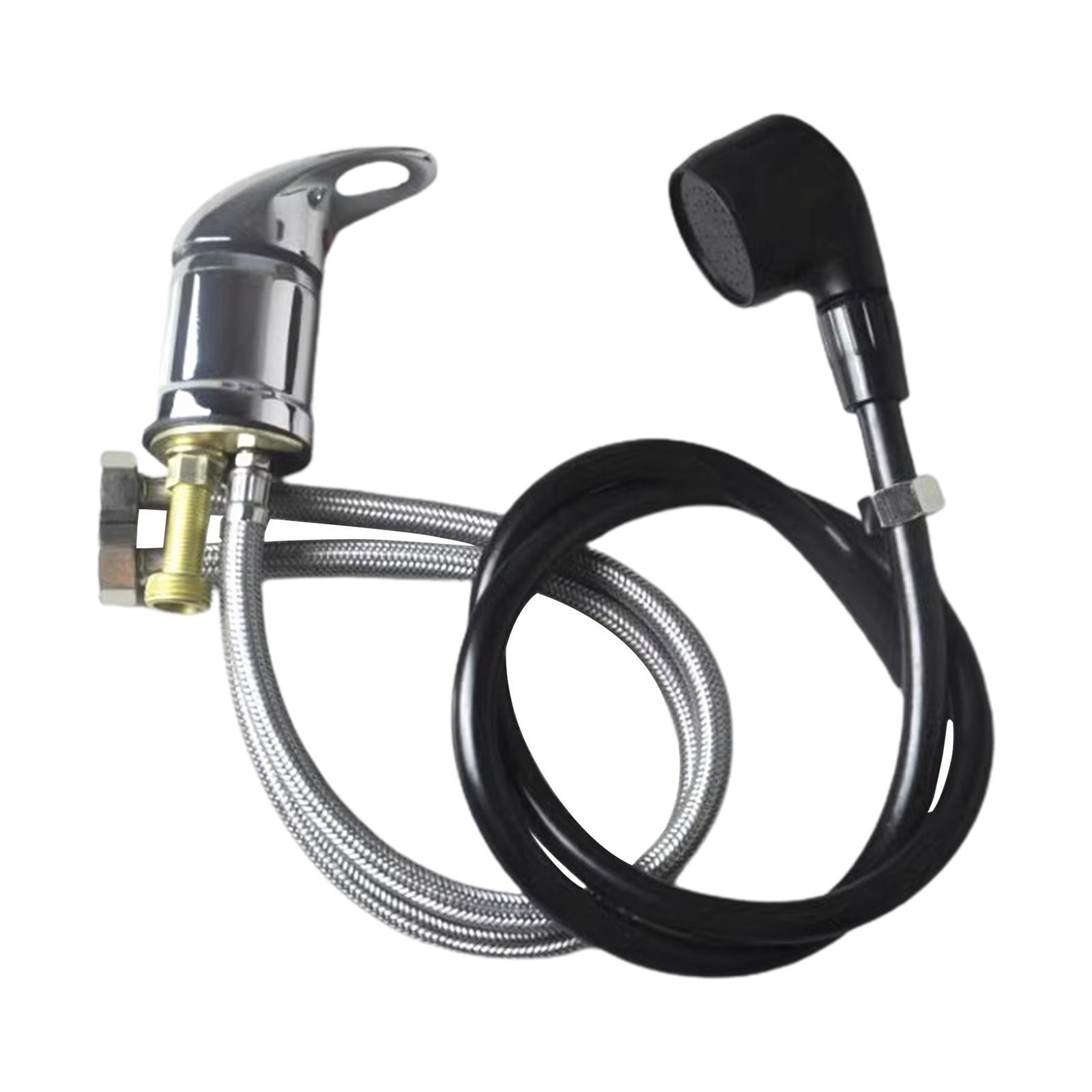 Magideal - Grifo De Champú Para Salón, Cabezal De Ducha De Mano, Repuesto Profesional De Alta Presión, Fregadero De Salón Para Champú, Tazón De Cama, Tubería De 80Cmcon Tubo Negro