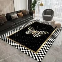 Casadeliacl - Alfombra Decorativa 3D T.F.I Diseño Moderno 240 M 200 M 3D Negro Con Mariposa