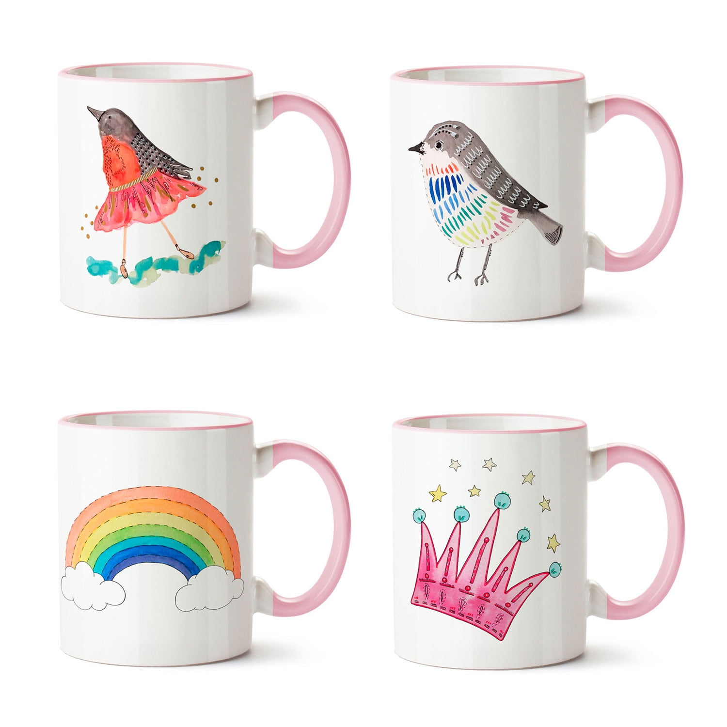 Paper-home - Set X 4 Tazones Asa Rosa Infantiles Niña