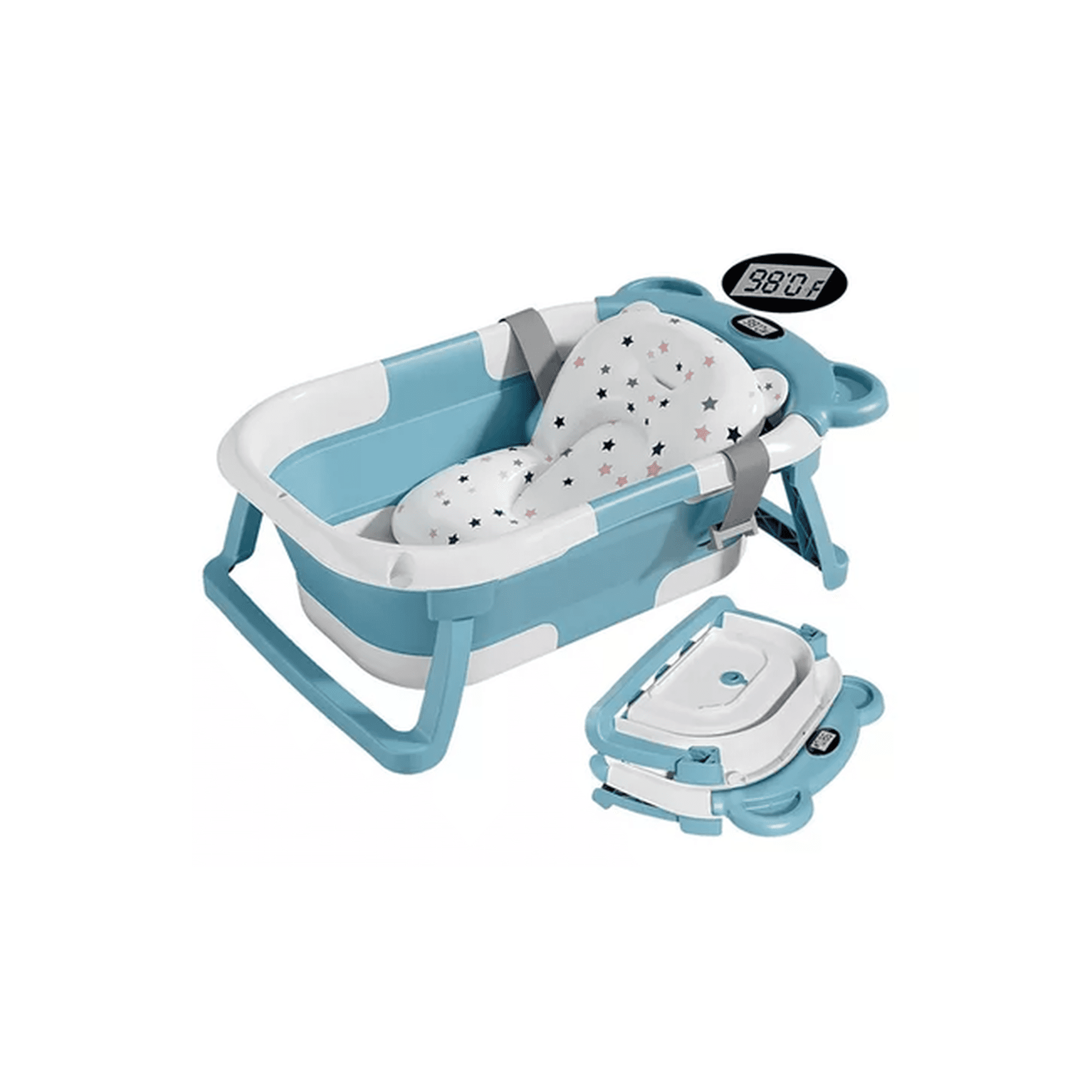 Genérico - Bañera Plegable Con Termómetro Y Cojín Reforzado, Multicolor