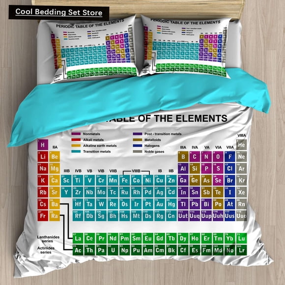 Periodic Table Duvet Cover Educational Science Chemistry Bedding Set for Students Teachers Element Table Quilt Cover Bed Sheets