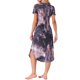 thumbnail image 3 of INSPIRE CHIC Camisón largo de manga corta con cuello en V para mujer, vestido de dormir suave con teñido anudado y bolsillos laterales para primavera verano, S teñido anudado negro rosa, 3 of 6