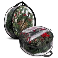 Xusx111 - Bolsa De Almacenamiento De Corona De 2 Paquetes, Bolsa Diaria Clara, Contenedor De Almacenamiento De Corona De Navidad Con Mango Doble Con Cremallera Y Refuerzo Para Guirlanda De Corona De T