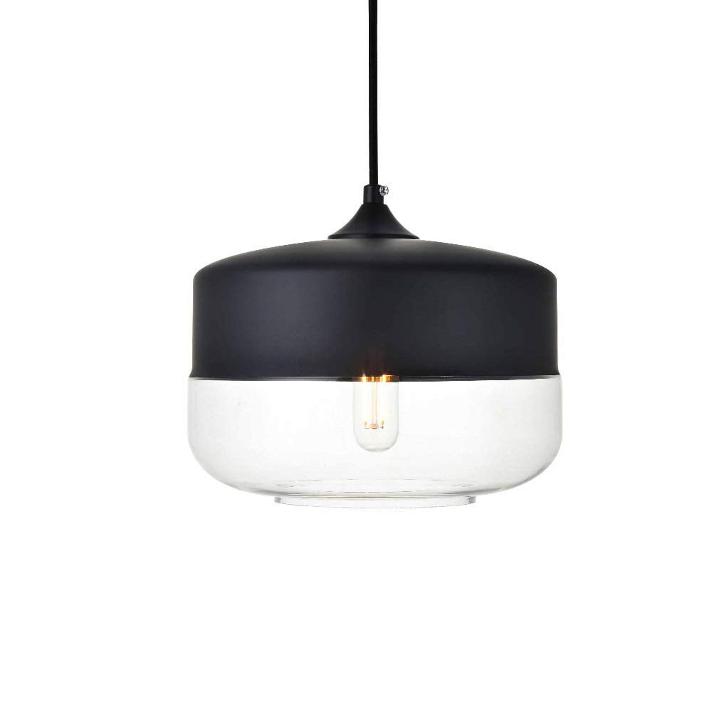 Lámpara Colgante Elegant Lighting Ashwell Metal Y Vidrio Negro
