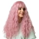 thumbnail image 5 of Pelucas Rizadas Onduladas Para Mujer De 22 Pulgadas, Peluca Resistente Al Calor Para Cosplay Con Flequillo Limpio Rosa, 5 of 5