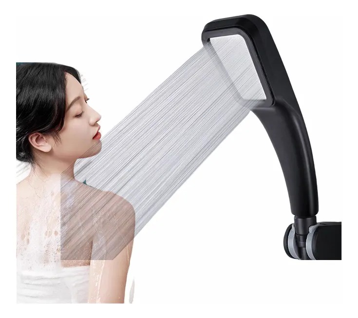 Genérica - Cabezal Ducha Telefono Negro Aumenta Presion Presurizado Negro