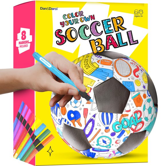 Balón de Fútbol Dan&Darci Tamaño 3 – Kit de Colorear con 8 Marcadores