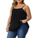 thumbnail image 4 of CURVY GLAM Camiseta sin mangas con tirantes ajustables y pliegues básicos elegantes para mujer de talla grande para la escuela o universidad 4X Negro, 4 of 6