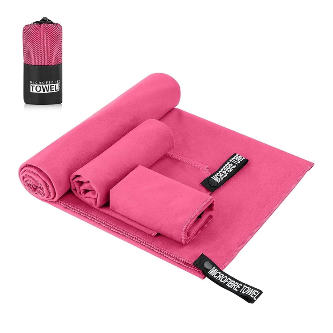 Ak Sport - Toallas De Microfibra Set 3 Unidades Suaves Y Absorbentes- Rosa