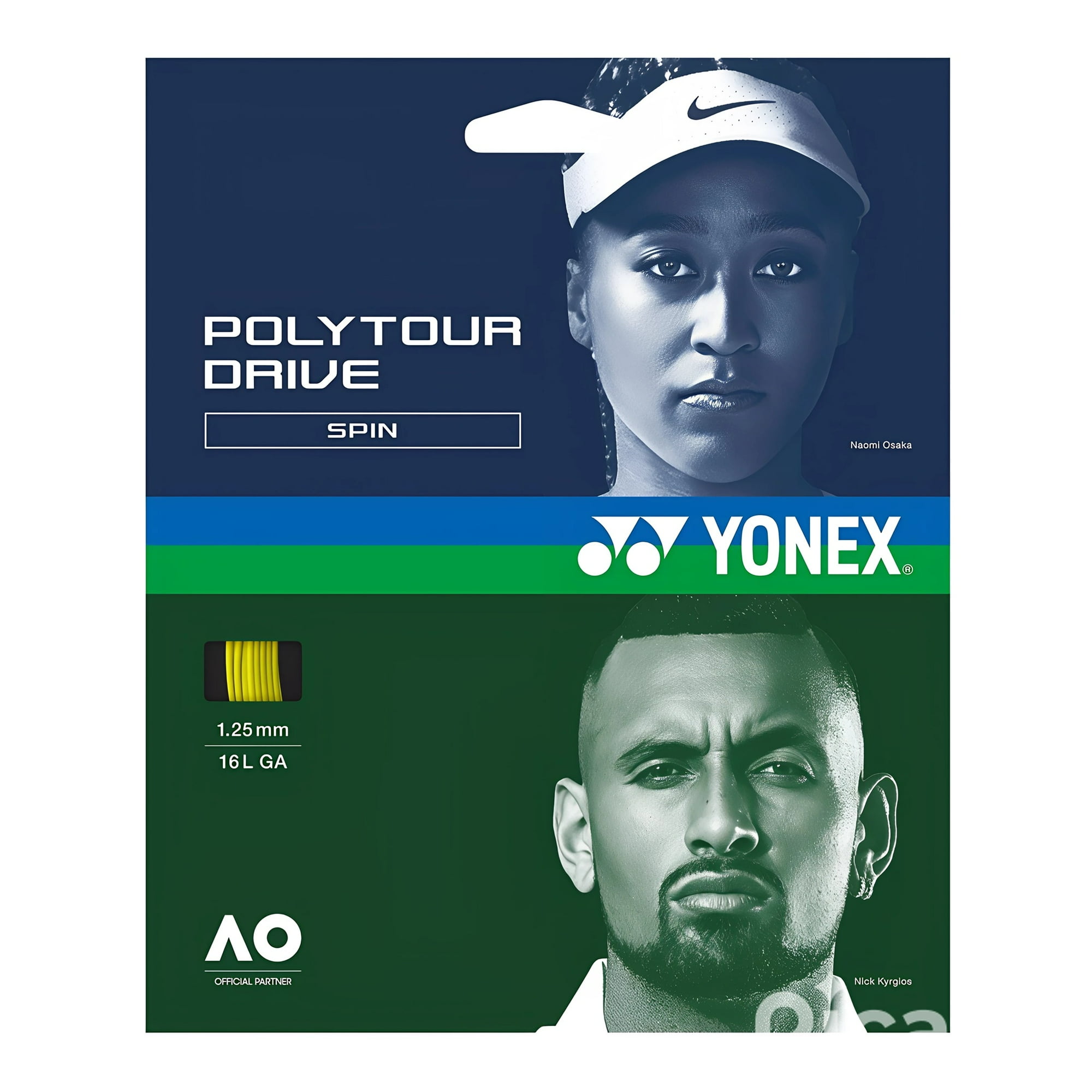 CUERDA TENIS YONEX POLY TOUR DRIVE 16L/1.25MM AMARILLA 12M | Lider