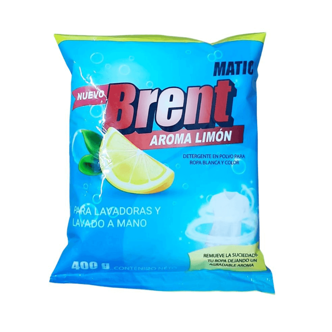 Detergente En Polvo Para Ropa Blanca Y Color Brent Matic 400g Aroma Limon
