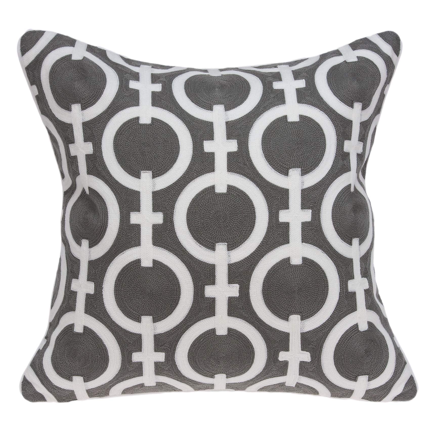 Parkland Collection - Cojín Redondo De La Colección Parkland Gris Y Blanco
