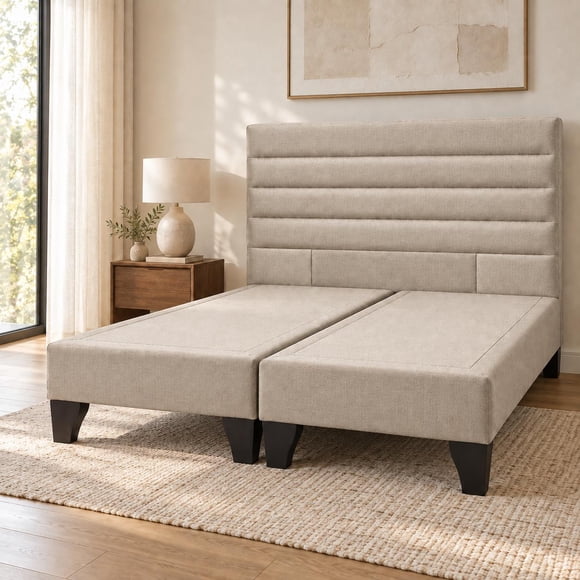 Cama 2 Plazas Tapizada Beige
