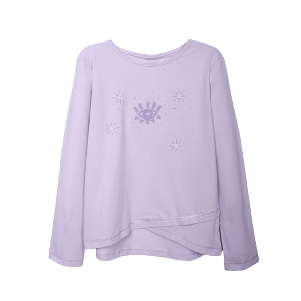 Polera Niña Manga Larga Bordado y Perlas Lila