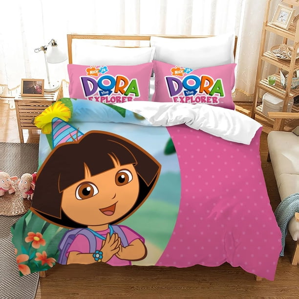 Explorer Cartoon D-dora Bedding Set,Duvet Cover Comforter Bed Set Quilt Cover Pillowcase, Boys Girls Adults Bed Sheets