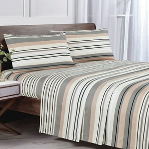 Sabanas Andes Microfibra Estampada Líneas Gris