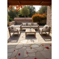 Miaruste - Terraza Rústica Modelo Ambar 5 Cuerpos Color Madera Roble Cojinería Beige