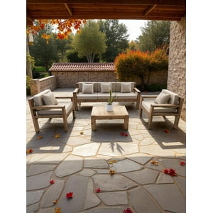 Terraza Rústica Miaruste Modelo Ambar 5 Cuerpos Color Madera Roble Cojinería Beige