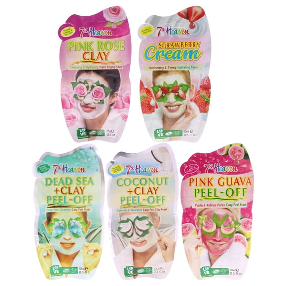 Mascarillas faciales hidratantes 7th Heaven para mujer, juego de 5