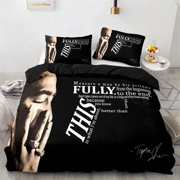 ed Tupac Shakur Rapper Pac Bedding Set Boys Girls Twin Queen Size Duvet Cover Pillowcase Bed Kids AdultBed Sheets