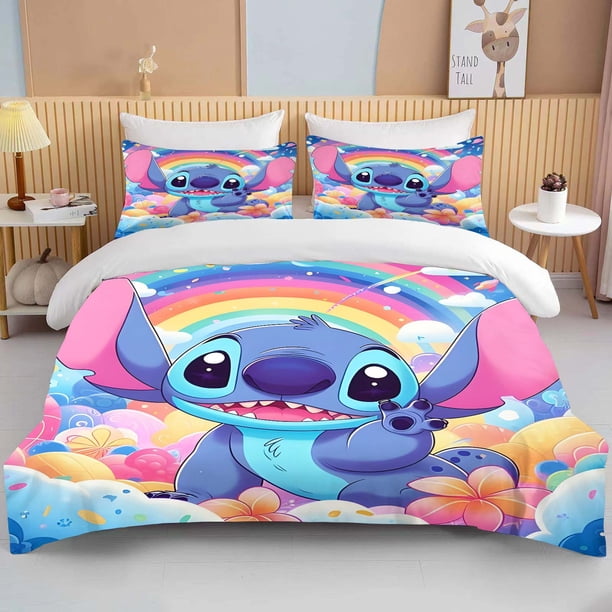 v2801 Bed Sheets Stitch Dreams Printed Bedding Sets Soft Comforter Cover Bed Cover Duvet Cover Pillow Case - Pieces Sets Kids Bedroom Decor 3-Piece Bedding Set (1 Duvet Cover + 2 Pillow Shams) Bed She