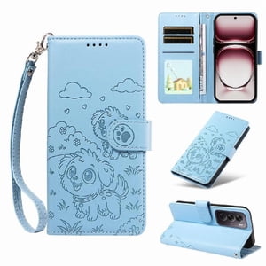Funda Billetera Foxdock Compatible Con Oppo Reno 12 Pro 5G, Diseño Perrito Tierno, Ranuras Para Tarjetas Y Soporte Plegable