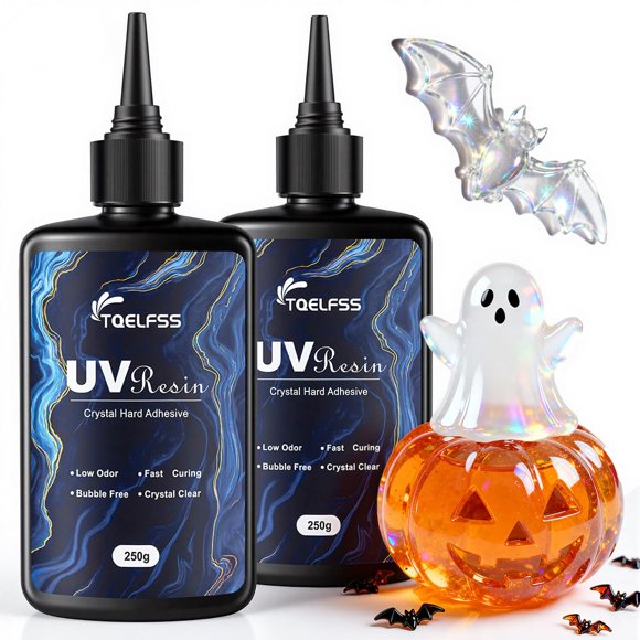 Kit de resina UV TQELFSS 500 g cristalina de curado duro