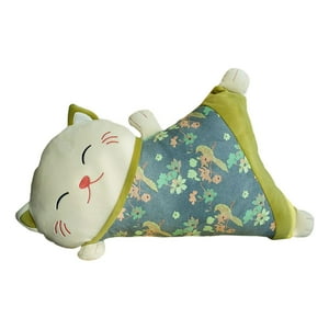 Genérico - Almohada De Gato De La Suerte, Almohada Lumbar De Dibujos Animados Desmontable Para El Hogar, Coche, Regalo De Año Nuevo, Verde