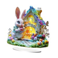 Bothyi - Adorno De Mesa Con Escena De Conejo De Pascua Para Jardín, Accesorio Versátil, Acrílico Plano 2D, Estilo B