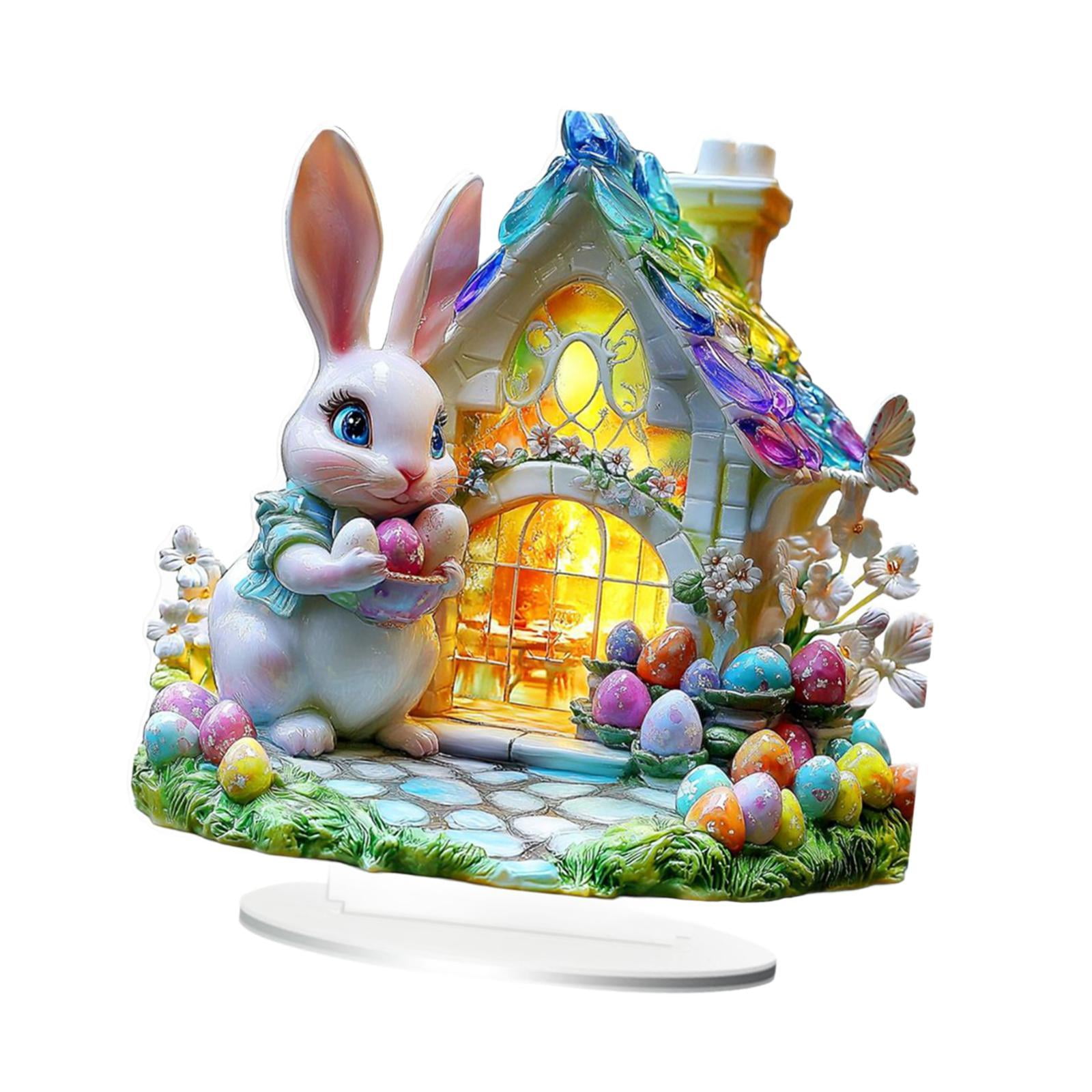 Bothyi - Adorno De Mesa Con Escena De Conejo De Pascua Para Jardín, Accesorio Versátil, Acrílico Plano 2d, Estilo B