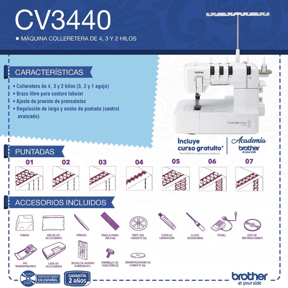Brother CV3440 Blanco, foto 4