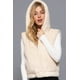 thumbnail image 1 of Saronite Sudadera con Capucha sin Mangas, Color Sólido, con Cierre Frontal de Piel Sintética y Dos Bolsillos Laterales, Color Blanco (para Mujer), 1 of 5