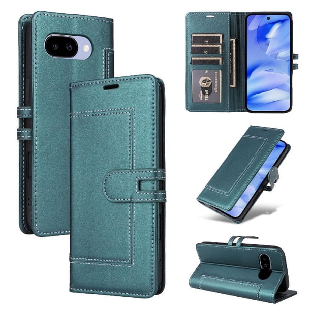 Premium Wallet Case for Google Pixel 9A with Card Slots & Kickstand, Flip Cover Green