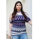 thumbnail image 1 of Blusa de Lunares con Hombros Descubiertos, Manga Corta y Lazo en la Espalda, Azul Marino/multicolor, Talla 3XL, 1 of 5