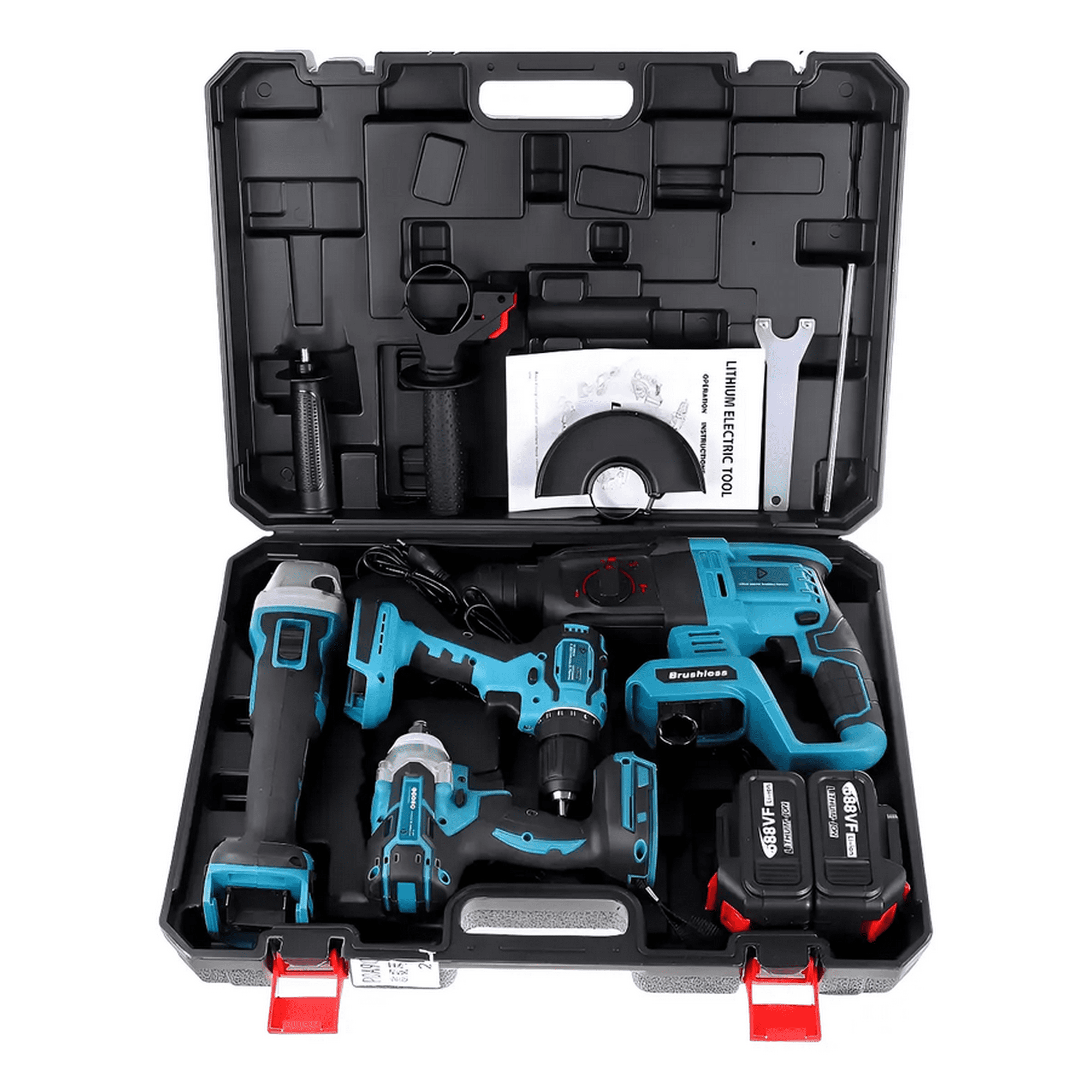 Genérico - Kit De Herramientas Eléctricas Combinadas Inalámbricas 4 Pcs Color Azul