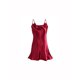 thumbnail image 1 of Camisón de satén con dobladillo con volantes y tirantes de espagueti para mujer INSPIRE CHIC, talla grande, sin mangas, vestido de dormir 3XL burdeos, 1 of 5