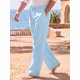 thumbnail image 4 of Pantalones de Lino Ligeros de Playa con Cordón para Hombre INSPIRE CHIC M Azul, 4 of 5